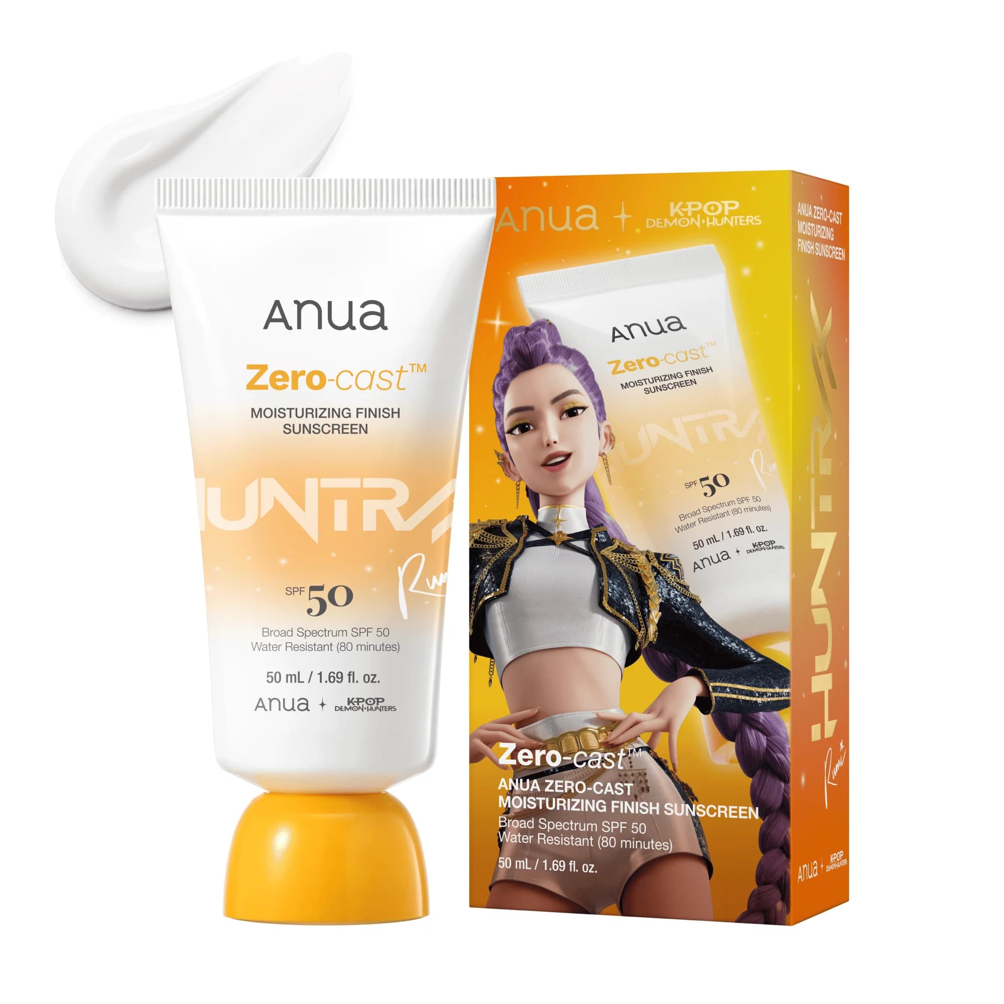 ANUA Zero-Cast Moisturizing Finish Sunscreen SPF50+ PA++++ 50ml + K-POP