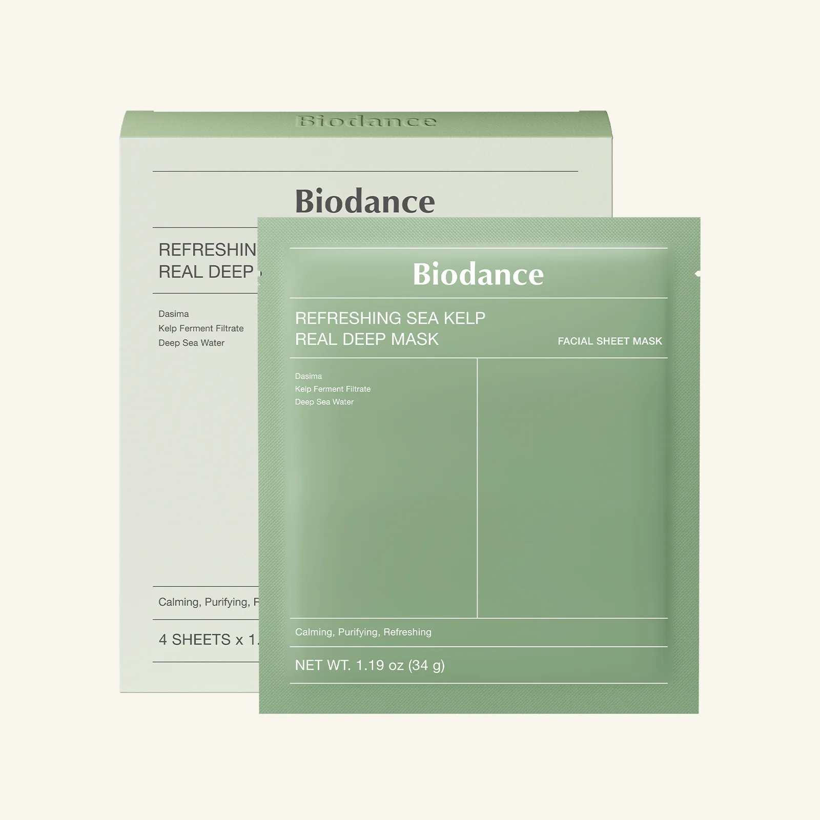 BIODANCE Refreshing Sea Kelp Real Deep Mask 4*34g